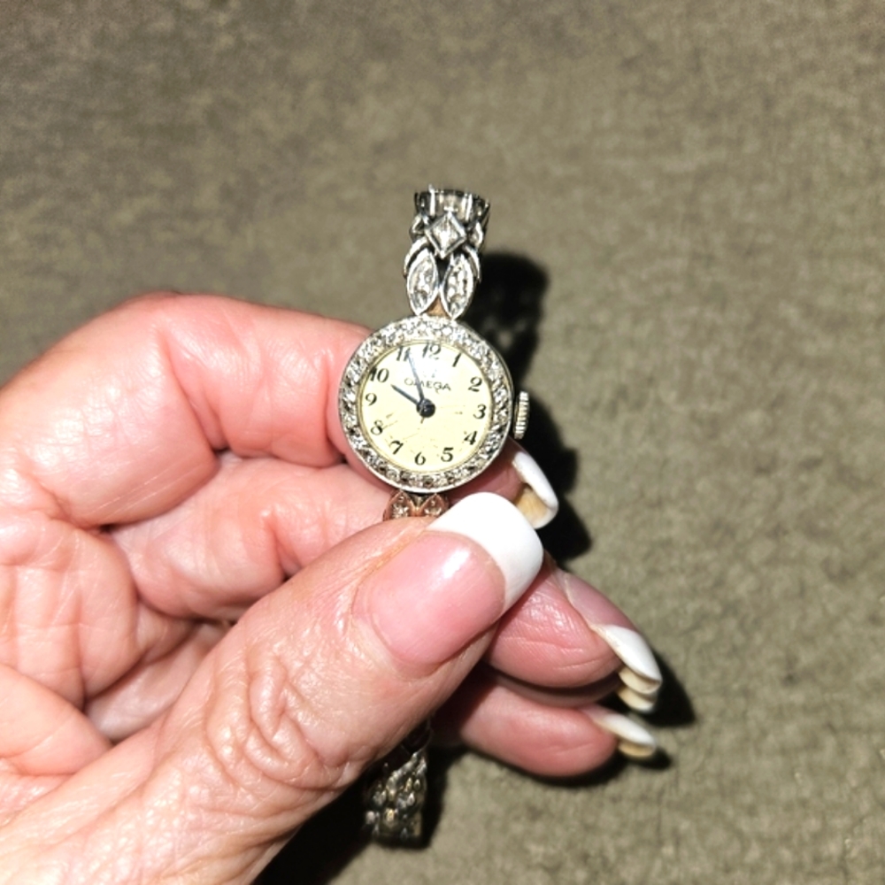 WOMENS 14K GOLD AND DIAMOND VINTAGE OMEGA WATCH. EVERY DIAMOND SET. BEYOND WORDS